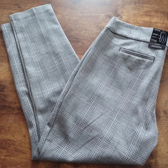 Massini slim leg skinny Ponte houndstooth plaid Ponte pant - Picture 2 of 3